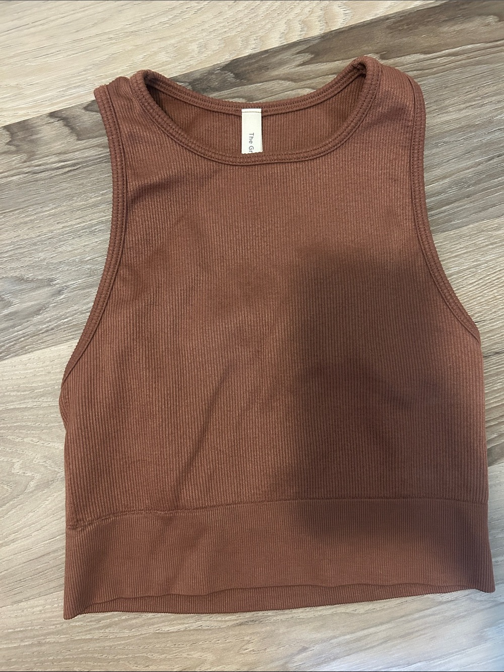 Babaton Ribbed Racerback Crop Tank - Chestnut Brown